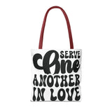 Faith Culture - Serve One Another in Love Christian Tote Bag - Inspirational Bible Verse Galatians 5:13