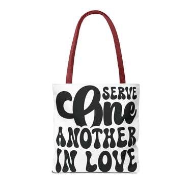 Faith Culture - Serve One Another in Love Christian Tote Bag - Inspirational Bible Verse Galatians 5:13
