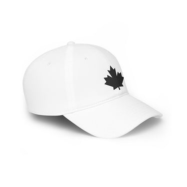 Faith Culture - Solid Black Maple Leaf Low Profile Baseball Cap – White | Minimalist National Pride Hat