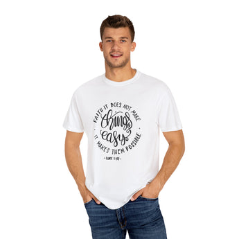 For with God nothing will be impossible Luke 1:37 Christian Unisex Garment-Dyed T-shirt