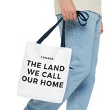 Faith Culture β The Land We Call Our Home Tote Bag | Sentimental Canadian Heritage Carryall 13" Γ 13'' Navy