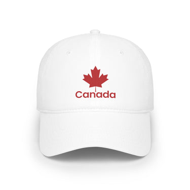 Faith Culture - Red Maple & Canada Text Low Profile Baseball Cap – White | Vibrant Canadian Identity Hat White One size