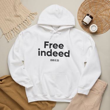 Free Indeed Christian Hoodie | John 8:36 Bible Verse Apparel
