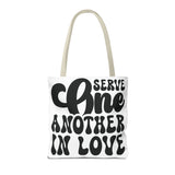 Faith Culture - Serve One Another in Love Christian Tote Bag - Inspirational Bible Verse Galatians 5:13