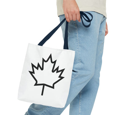 Faith Culture β Minimalist Maple Leaf Outline Tote Bag | Modern Canadian Everyday Carryall 13" Γ 13'' Navy