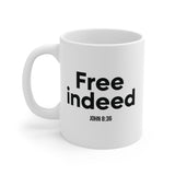 Free Indeed Christian Mug | John 8:36 Bible Verse Gift