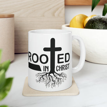 Rooted In Christ Christianity Ceramic Mug - Godly Christian Gift, 11oz