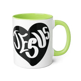 Faith Culture - Jesus in My Heart - Christian Accent Coffee Mug, 11oz Light Green 11oz