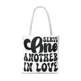 Faith Culture - Serve One Another in Love Christian Tote Bag - Inspirational Bible Verse Galatians 5:13