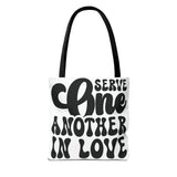 Faith Culture - Serve One Another in Love Christian Tote Bag - Inspirational Bible Verse Galatians 5:13