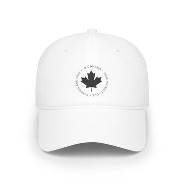 Faith Culture – O Canada Circle Emblem Baseball Cap – White with Black Maple Leaf | Monochrome Patriotic Hat White One size