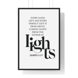 Faith Culture - James 1:17 Christian Scripture Wall Art Father of Lights 24″ x 36″ Black