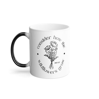 Wild Flowers Luke 12:27 Christian Ceramic Mug - Scripture Coffee Gift