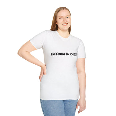 Faith Culture – Freedom in Christ Unisex T-Shirt – White | Christian Identity Tee Inspired by Galatians 5:1