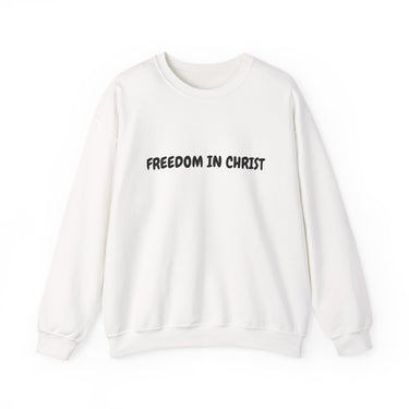Faith Culture – Freedom in Christ Unisex Crewneck Sweatshirt – White | Christian Identity Sweatshirt Inspired by Galatians 5:1