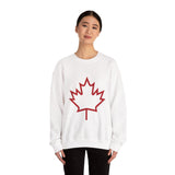 Faith Culture – Outline Maple Leaf Crewneck Sweatshirt – White | Minimalist Canadian Heritage Look