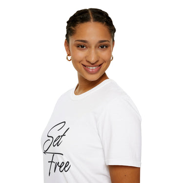 Faith Culture – Set Free Unisex T-Shirt – White | Christian Freedom Tee Inspired by John 8:36