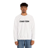 Faith Culture – Stand Firm Unisex Crewneck Sweatshirt – White | Christian Encouragement Sweatshirt Inspired by 1 Corinthians 16:13