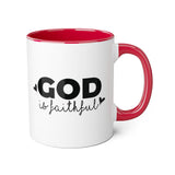 Faith Culture - God Is Faithful - Christian Accent Coffee Mug, 11oz Red 11oz
