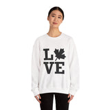 Faith Culture β LOVE Maple Leaf Crewneck Sweatshirt β White | Minimalist Canadian-Inspired Design White