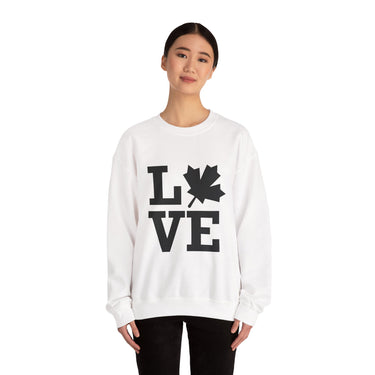 Faith Culture β LOVE Maple Leaf Crewneck Sweatshirt β White | Minimalist Canadian-Inspired Design White