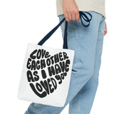 Faith Culture - Love One Another Christian Tote Bag - Bible Verse John 13:34 13" Γ 13'' Navy