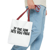 Faith Culture β If the Son Sets You Free Christian Tote Bag | Inspired by John 8:36 13" Γ 13'' Red