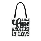 Faith Culture - Serve One Another in Love Christian Tote Bag - Inspirational Bible Verse Galatians 5:13