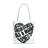 Faith Culture - Serve One Another in Love Christian Tote Bag - Galatians 5:13 Bible Verse 18" × 18'' White