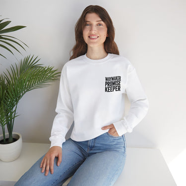 Faith Culture - Waymaker Promise Keeper - Christian Unisex Crewneck Sweatshirt White