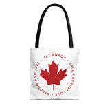 Faith Culture β O Canada Anthem Circle Tote Bag | Patriotic Maple Leaf Everyday Carryall 13" Γ 13'' Black
