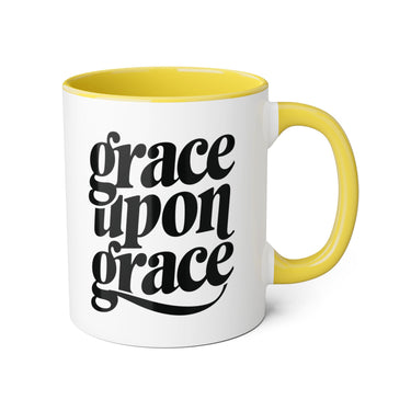 Faith Culture - Grace Upon Grace - Christian Accent Coffee Mug, 11oz Yellow 11oz