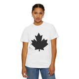 Faith Culture - Bold Black Maple Leaf Unisex T-Shirt β White | Minimalist Canadian Pride Tee White