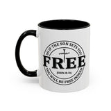 Faith Culture - Free Indeed John 8:36 Christian Accent Mug, 11oz & 15oz | So If the Son Sets You Free