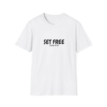 Faith Culture – Set Free Unisex T-Shirt – White | Christian Freedom Tee Based on John 8:36
