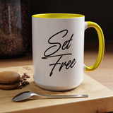 Faith Culture - Set Free Christian Accent Mug, 11oz & 15oz | Bold Freedom Mug 15oz Yellow