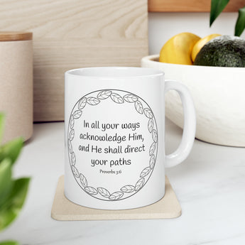 Proverbs 3:5-6 Inspirational Bible Verse Mug - Christian Gifts, 11oz Ceramic
