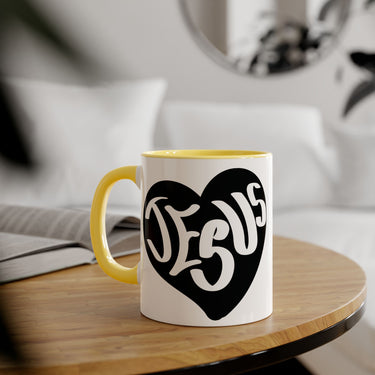 Faith Culture - Jesus in My Heart - Christian Accent Coffee Mug, 11oz Yellow 11oz