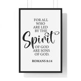 Faith Culture - Romans 8:14 Christian Scripture Wall Art Led by the Spirit of God 20" x 30" Black