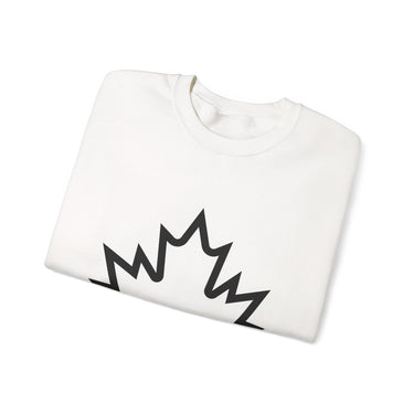 Faith Culture – Black Outline Maple Leaf Crewneck Sweatshirt – White | Bold & Minimal Canadian Pride