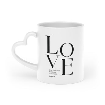 Love One Another Heart-Shaped Christian Coffee Mug