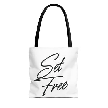 Faith Culture β Set Free Christian Tote Bag | Inspirational Faith Statement Tote 13" Γ 13'' Black