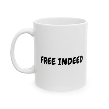 Faith Culture - Free Indeed Christian Coffee Mug – Inspirational Scripture Drinkware, 11oz & 15oz