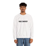 Faith Culture β Free Indeed Unisex Crewneck Sweatshirt β White | Christian Statement Sweatshirt on Spiritual Identity