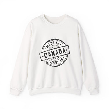 Faith Culture – Made in Canada Crewneck Sweatshirt – White | Vintage Stamp Style Canadian Pride