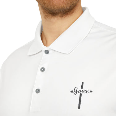 Faith Culture - Grace Cross - Christian Unisex Performance Polo by adidasĀ® White