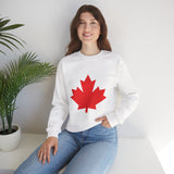 Faith Culture β Bold Red Maple Leaf Crewneck Sweatshirt β White | Iconic Canadian Symbol Pullover