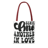 Faith Culture - Serve One Another in Love Christian Tote Bag - Inspirational Bible Verse Galatians 5:13
