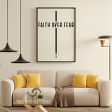 Faith Over Fear Christian Framed Wall Art | 2 Timothy 1:7 Scripture Decor