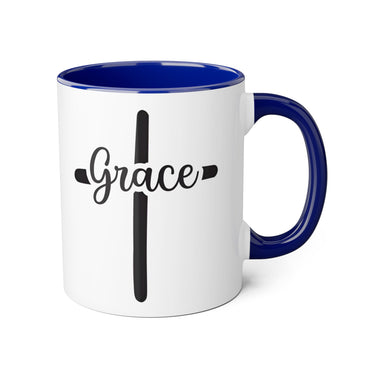 Faith Culture - Grace at the Cross - Christian Accent Coffee Mug, 11oz Blue 11oz